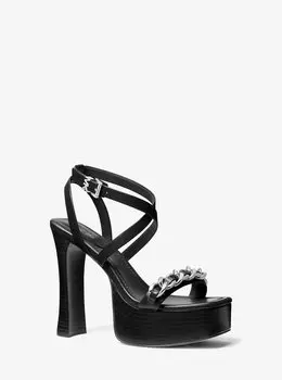 Кожаные сандалии на платформе Paola с цепочкой и украшением Michael Kors, черный