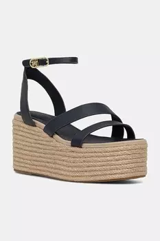 Кожаные сандалии на платформе с ремешком на щиколотке ANKLE STRAP LEATHER PLATFORM Tommy Hilfiger, темно-синий