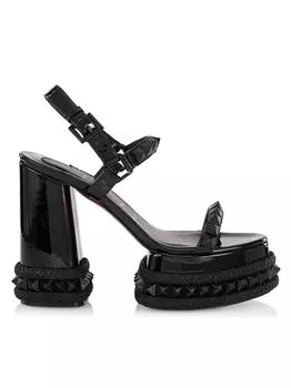 Кожаные сандалии на платформе Superaclou 130MM Christian Louboutin, черный