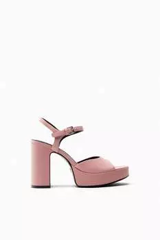 Кожаные сандалии на платформе ZARA, розовый