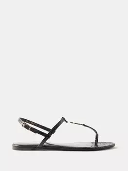 Кожаные сандалии на плоской подошве cassandra ysl Saint Laurent, черный