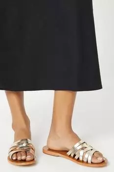 Кожаные сандалии на плоской подошве Imogen с решеткой Oasis, золото