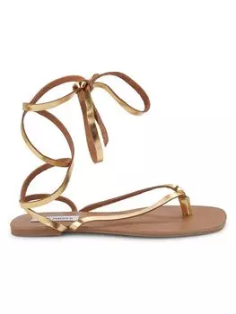 Кожаные сандалии на плоской подошве Kanal с завязками Steve Madden, цвет Gold Leather