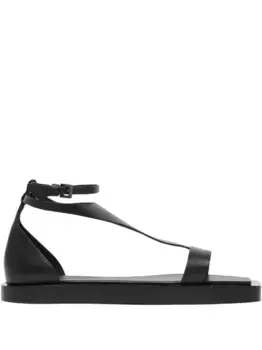 Кожаные сандалии на плоской подошве MAX MARA, черный