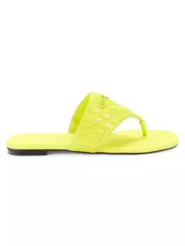 Кожаные сандалии на плоской подошве с логотипом Mileena Karl Lagerfeld Paris, цвет Apple Green