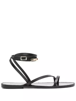 Кожаные сандалии на плоской подошве Semicouture, черный