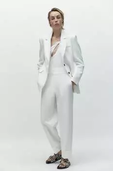 Кожаные сандалии на плоской пряжке ZARA, разноцветный