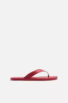 Кожаные сандалии на ремешках ZARA, цвет Burgundy Red