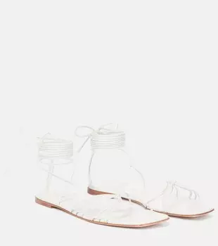 Кожаные сандалии на шнуровке Gianvito Rossi, белый