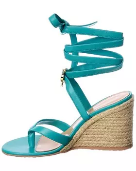 Кожаные сандалии на танкетке Gianvito Rossi Ribbon Beachclub 85, синий