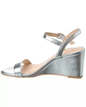 Кожаные сандалии на танкетке Stuart Weitzman Dancer 75, серебро