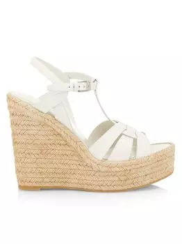 Кожаные сандалии на танкетке Tribute Espadrille Saint Laurent