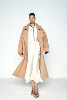 Кожаные сандалии на высоком каблуке с отстрочкой ZARA, коричневый