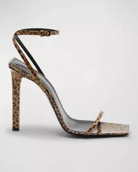 Кожаные сандалии Pam с леопардовым принтом Saint Laurent, цвет Naturale Leopard