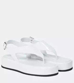 Кожаные сандалии-платформы на ремешках Prada, белый
