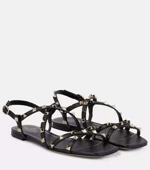 Кожаные сандалии Rockstud Valentino Garavani, черный