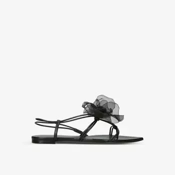 Кожаные сандалии с цветочным декором Nensi Dojaka, черный