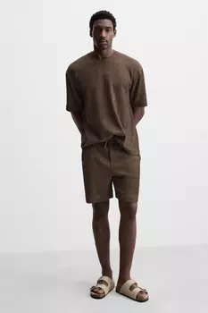 Кожаные сандалии с двумя пряжками ZARA, песочно-коричневый