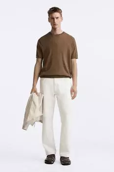 Кожаные сандалии с клогами ZARA, коричневый