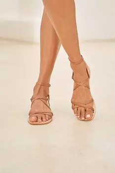 Кожаные сандалии с кожаным ремешком на щиколотке Manebi, коричневый