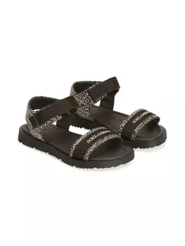 Кожаные сандалии с логотипом Dolce & Gabbana Kids, коричневый