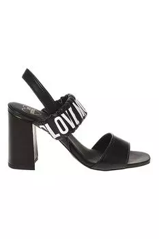 Кожаные сандалии с логотипом Love Moschino, черный
