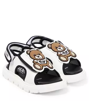 Кожаные сандалии с логотипом Moschino, черный