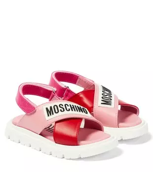 Кожаные сандалии с логотипом Moschino, разноцветный