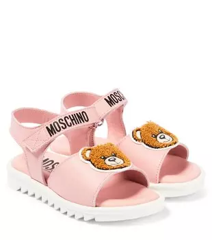 Кожаные сандалии с логотипом Moschino, розовый