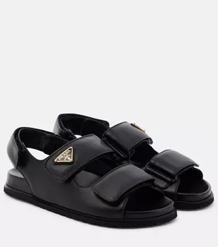 Кожаные сандалии с логотипом Prada, черный