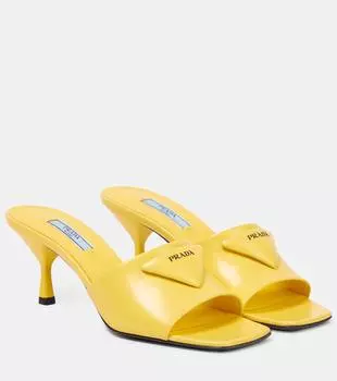 Кожаные сандалии с логотипом Prada, Giallo