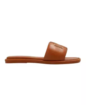 Кожаные сандалии с логотипом Tory Burch, коричневый