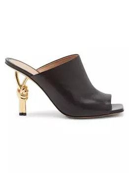 Кожаные сандалии с металлическим каблуком и узлом 90MM Bottega Veneta, черный