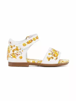 Кожаные сандалии с принтом Majolica Dolce&Gabbana, мультиколор