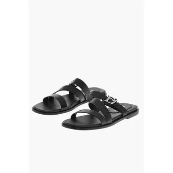 Кожаные сандалии с пряжкой с логотипом Dsquared2, Black