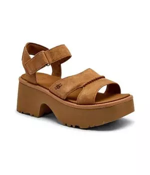 Кожаные сандалии с ремешком на щиколотке новой высоты Ugg, коричневый
