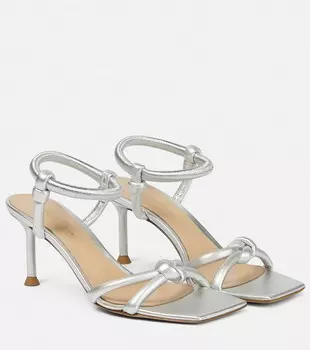 Кожаные сандалии с узлом Gianvito Rossi, серебряный