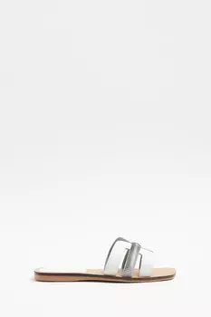 Кожаные сандалии с вырезами на липучке River Island, белый