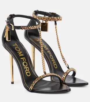Кожаные сандалии с замком Tom Ford, черный