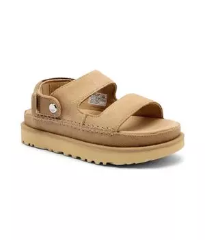 Кожаные сандалии с золотистыми скользящими подошвами Ugg, желтый