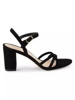 Кожаные сандалии Starla с перекрещенными крестами Stuart Weitzman, черный