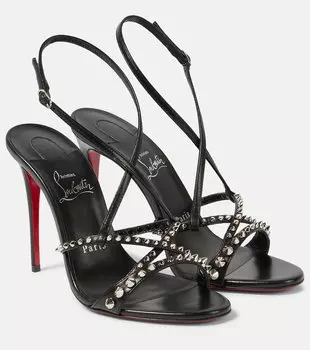 Кожаные сандалии Tatooshka Spikes Christian Louboutin, черный