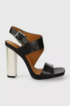 Кожаные сандалии TH HARDWARE BLOCK HIGH HEEL Tommy Hilfiger, черный