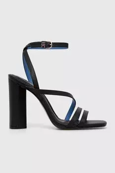 Кожаные сандалии TH LEATHER BLOCK HIGH HEEL Tommy Hilfiger, черный