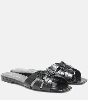 Кожаные сандалии Tribute Nu Pieds 05 Saint Laurent, зеленый
