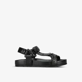 Кожаные сандалии trip с тиснением бренда Bottega Veneta, черный
