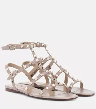 Кожаные сандалии Valentino Garavani Rockstud Valentino Garavani, нейтральный