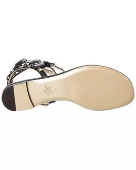 Кожаные сандалии Valentino Rockstud с ремешком на щиколотке, черный