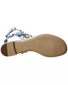 Кожаные сандалии Valentino Rockstud с ремешком на щиколотке, синий