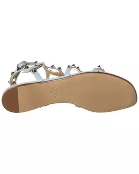 Кожаные сандалии Valentino Rockstud с ремешком на щиколотке, синий